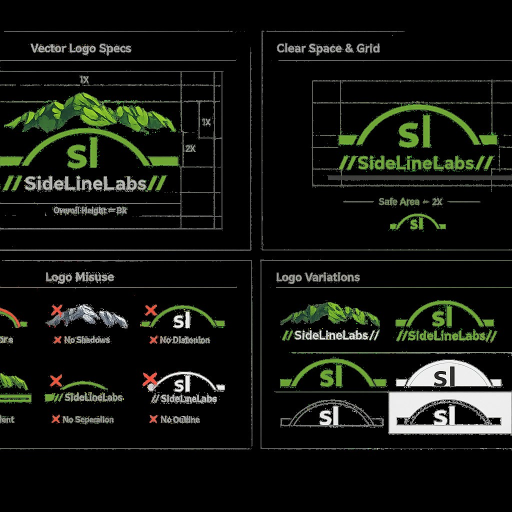 SideLineLabs Logo Specifications — Vector Specs, Clear Space, Misuse Rules, Variations